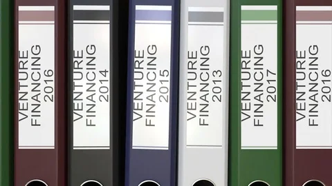 Multiple office folders with Venture financing text labels 3D rendering Stock Footage 74510750