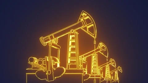 Multiple oil Rig drilling machines extracting oil and petroleum animation Stock Footage 264961236