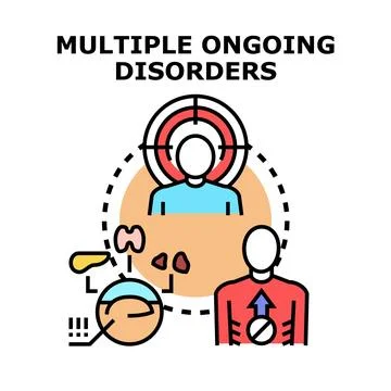 Multiple ongoing disorders and comorbid chronic conditions concept Stock Illustration