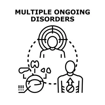 Multiple ongoing disorders and comorbid chronic conditions concept Stock Illustration