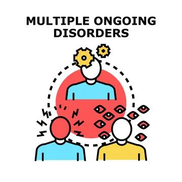 Multiple ongoing disorders and mental health challenges concept Stock Illustration