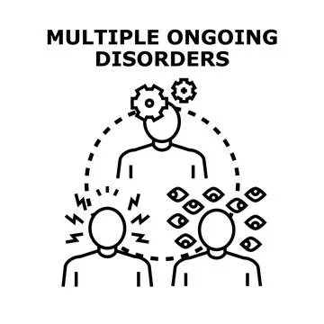 Multiple ongoing disorders and mental health challenges concept Stock Illustration
