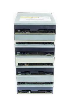 Multiple optical disc drive isolated on white Stock Photos