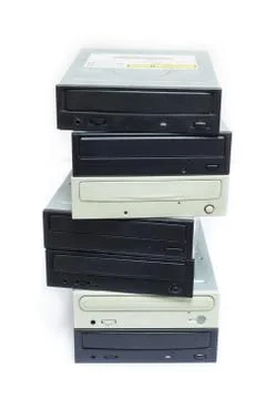 Multiple optical disc drive isolated on white Stock Photos