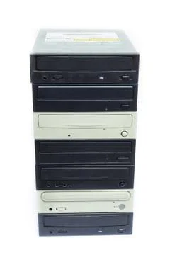 Multiple optical disc drive isolated on white Foto stock