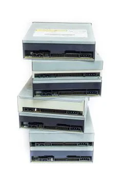 Multiple optical disc drive isolated on white Stock Photos