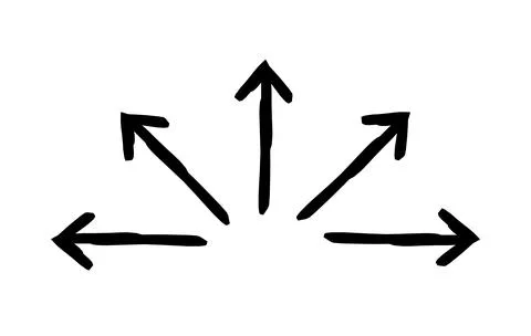 Multiple options arrows hand-drawn sketch graphic element Stock Illustration