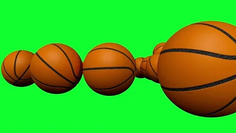 Multiple orange basketballs bouncing across green screen background 库存影片 331766162