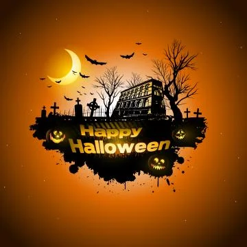 Multiple orange Halloween banners and backgrounds Stock Illustration