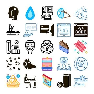 Multiple outline icons representing web design concepts 스톡 일러스트