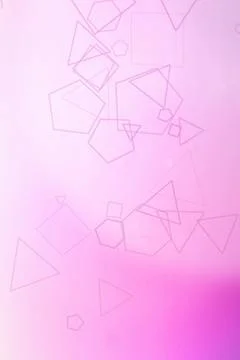 Multiple outline triangles and polygon shapes float over a bold magenta-to-.. Stock Illustration