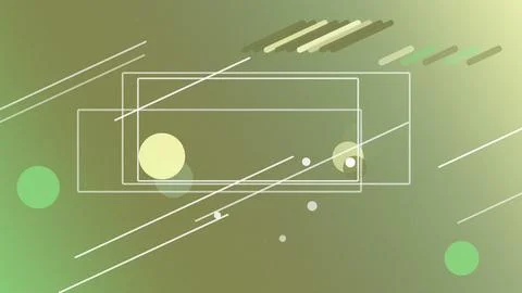Multiple outlined green frames and floating circles drift with diagonal spe.. Stock Illustration