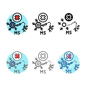 Multiple pack sclerosis disease color icon vector Stock Illustration
