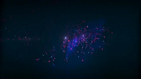 Multiple Particle Animation From Middle Right Side On Dark Background In 4K Stock Footage 235826527