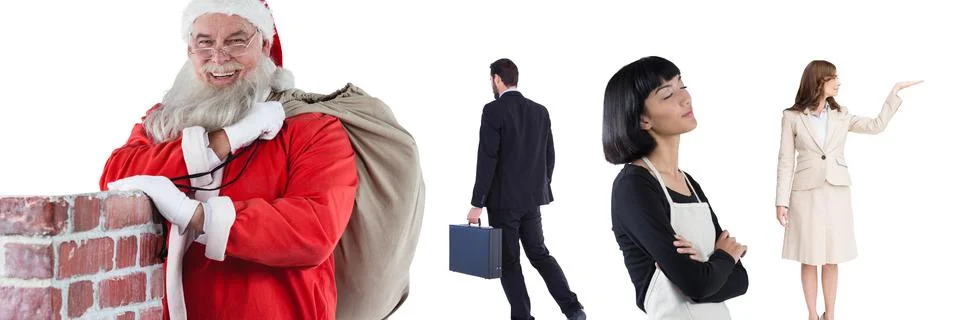 Multiple people of different professions against copy space on white background Stock Photos