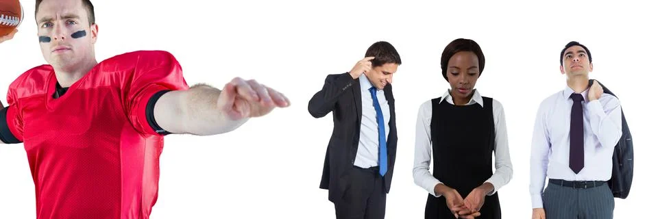 Multiple people of different professions against copy space on white background Stock Photos