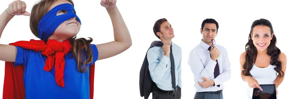 Multiple people of different professions against copy space on white background Stock Photos