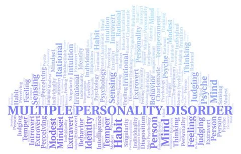 Multiple Personality Disorder typography word cloud create with the text only. Stock Illustration
