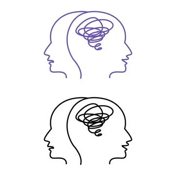 Multiple Personality Icons. Vector Illustration. Two Personalities in One P.. Stock Illustration