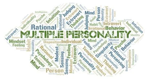Multiple Personality typography word cloud create with the text only. Illustrazione stock