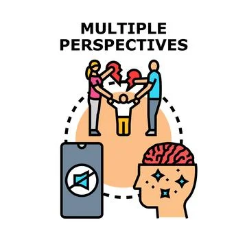 Multiple perspectives considering different viewpoints and ideas Stock Illustration