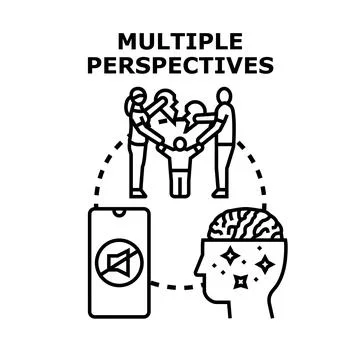 Multiple perspectives considering different viewpoints and ideas Stock Illustration