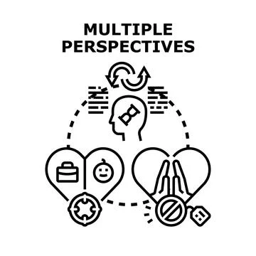 Multiple perspectives understanding different viewpoints concept Stock Illustration