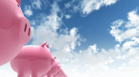 Multiple piggy banks Stock Footage 1080531