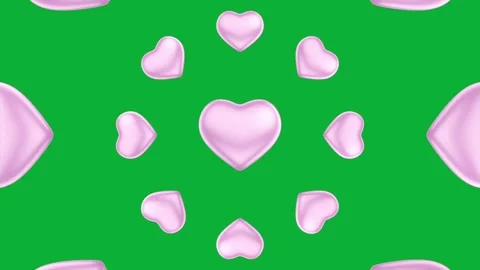 Multiple pink hearts floating on green screen background seamless loop Stock Footage 313602404