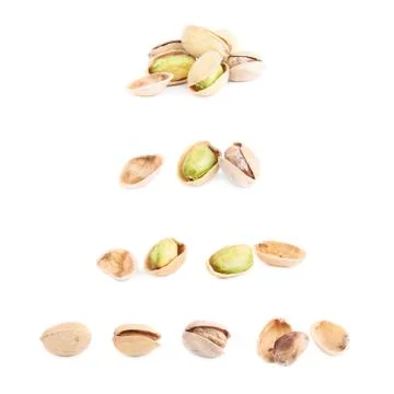 Multiple pistachio compositions isolated Stock Photos