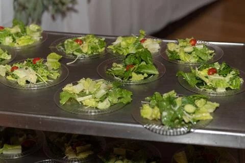 Multiple plates on the serving tray. Stock Photos