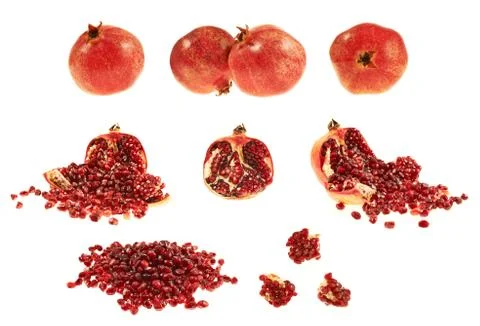 Multiple pomegranate fruit compositions Stock Photos