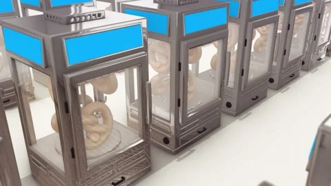 Multiple Pretzel Warmers in a row 4k Stock Footage 148490063