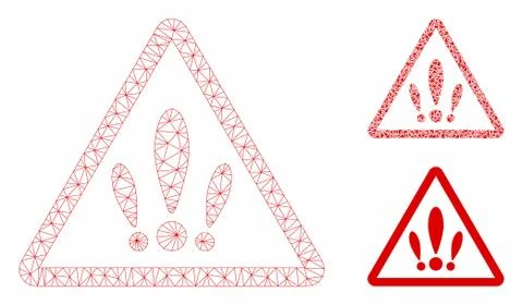 Multiple Problems Vector Mesh Carcass Model and Triangle Mosaic Icon Illustration