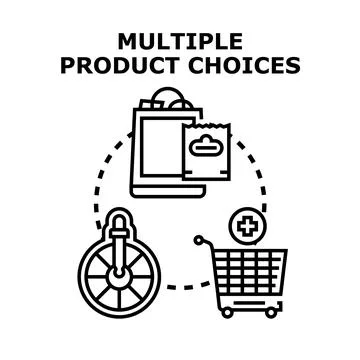 Multiple product choices selection in online retail Stock Illustration