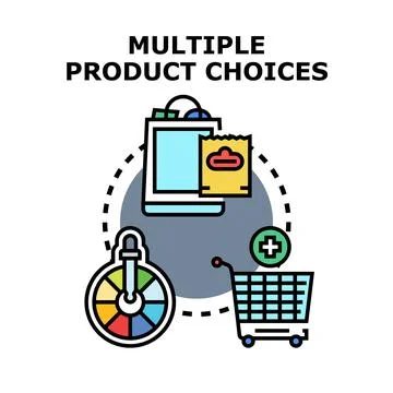 Multiple product choices selection in online retail Stock Illustration