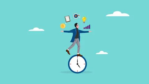 Multiple project handling with time management concept vector illustration,.. Stock Illustration