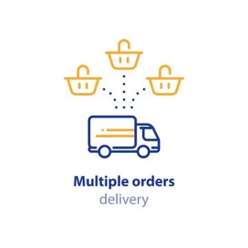 Multiple purchase in one package, shipping option services, basket icon Illustrazione stock