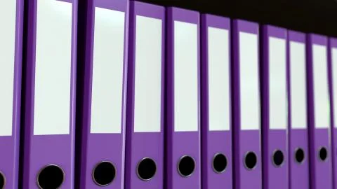 Multiple purple office binders. 3D rendering 스톡 일러스트