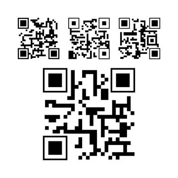 Multiple quick response codes displaying digital information Illustration