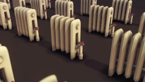 Multiple Radiators isolated in a row 4k Video stock 148184003