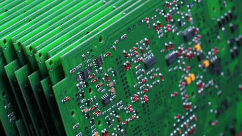 Multiple ready vivid green PCB printed circuit boards. Foundation for the most Stock Footage 219653009