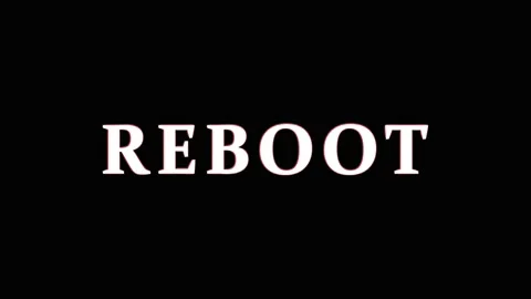 Multiple REBOOT text graphics appearing with subtle red light effect in a d.. Stock Footage 344037152