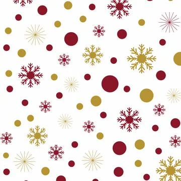 Multiple red and gold spots and stars on white background Stock Illustration
