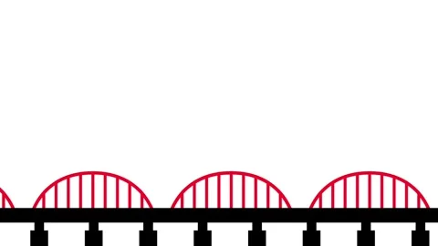 Multiple Red Arch Bridges in Sequence Stock Footage 335638157