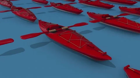 Multiple Red Kayaks in a blue background 4k Stock Footage 149261610