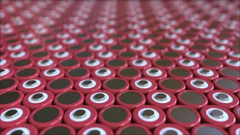 Multiple red lithium-ion batteries for portable electronics and electric 스톡 일러스트