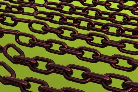 Multiple red metal chains 3D rendering 스톡 일러스트