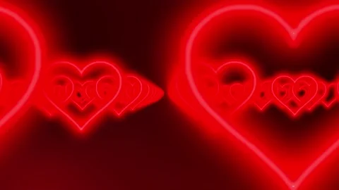 A Multiple Red neon outlined heart shapes animation Stock Footage 155230210