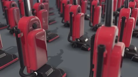 Multiple red wacoom cleaners in a row 4k Stock Footage 148488855